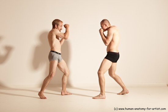 Underwear Martial art Man - Man White Moving poses Slim Short Blond Dynamic poses Academic