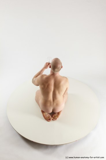 Nude Man White Slim Bald Sitting poses - ALL Sitting poses - on knees Multi angles poses Realistic