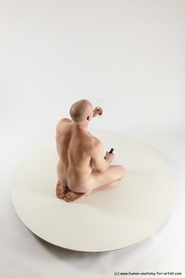 Nude Man White Slim Bald Sitting poses - ALL Sitting poses - on knees Multi angles poses Realistic