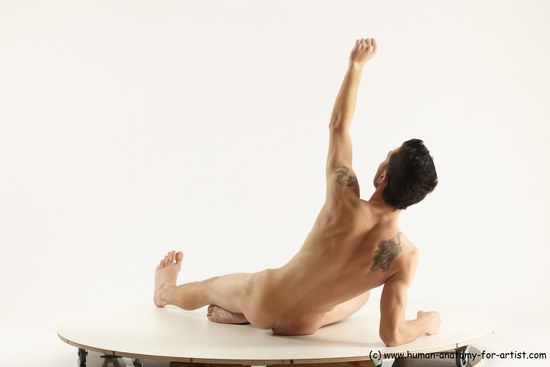 Nude Man White Laying poses - ALL Athletic Short Brown Laying poses - on side Multi angles poses Realistic