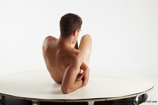 Nude Man White Laying poses - ALL Average Short Brown Laying poses - on side Realistic