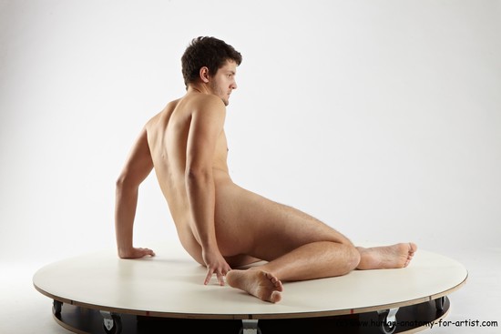 Nude Man White Sitting poses - simple Average Short Brown Sitting poses - ALL Realistic