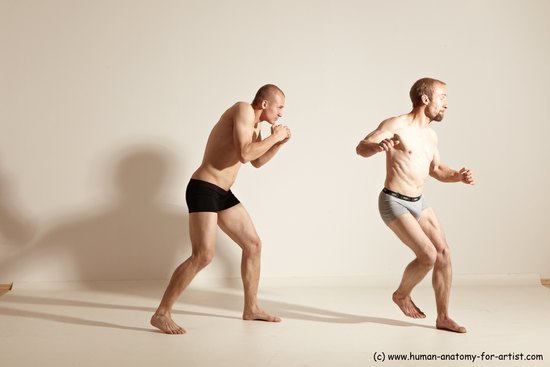 Underwear Martial art Man - Man White Moving poses Athletic Short Blond Dynamic poses Academic