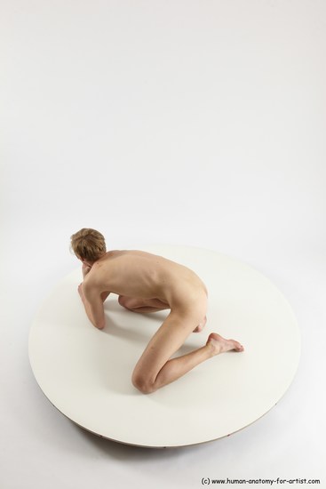 Nude Man White Underweight Medium Brown Sitting poses - ALL Sitting poses - on knees Multi angles poses Realistic