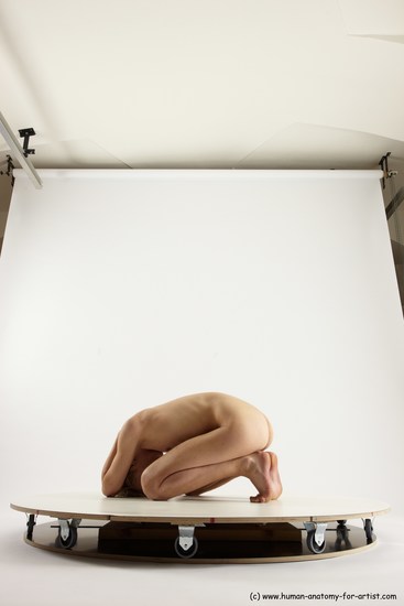 Nude Man White Underweight Medium Brown Sitting poses - ALL Sitting poses - on knees Multi angles poses Realistic