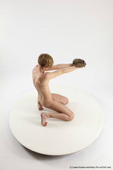 Nude Man White Underweight Medium Brown Sitting poses - ALL Sitting poses - on knees Multi angles poses Realistic