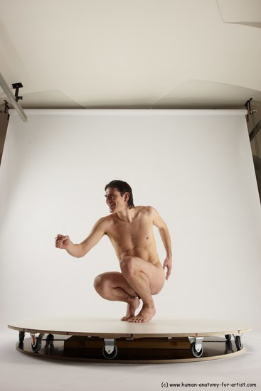 Nude Man White Standing poses - ALL Slim Short Brown Standing poses - knee-bend Multi angles poses Realistic