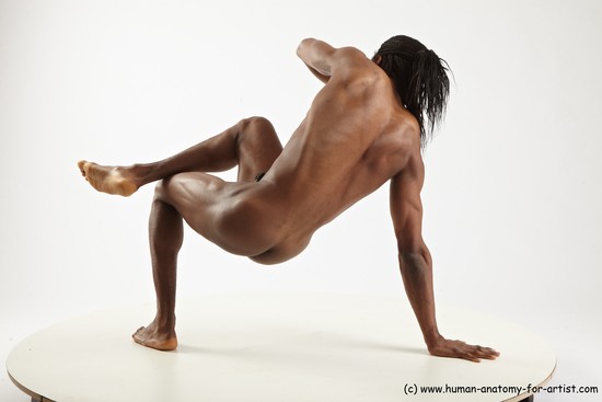 Nude Man Black Athletic Black Dancing Dreadlocks Realistic