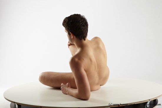 Nude Man White Sitting poses - simple Average Short Brown Sitting poses - ALL Realistic