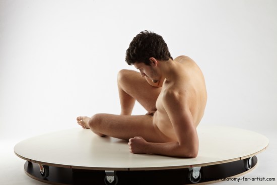 Nude Man White Sitting poses - simple Average Short Brown Sitting poses - ALL Realistic