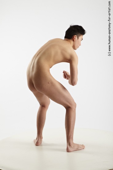 Nude Man Asian Standing poses - ALL Slim Short Black Standing poses - simple Realistic