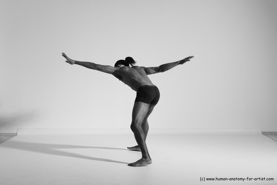 Underwear Gymnastic poses Man Black Athletic Black Dancing Dreadlocks Dynamic poses Academic