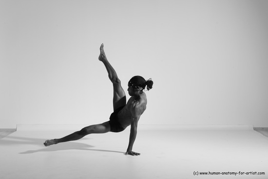 Underwear Gymnastic poses Man Black Athletic Black Dancing Dreadlocks Dynamic poses Academic