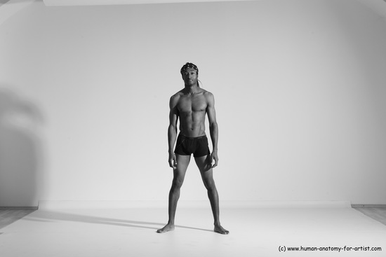 Underwear Gymnastic poses Man Black Athletic Black Dancing Dreadlocks Dynamic poses Academic