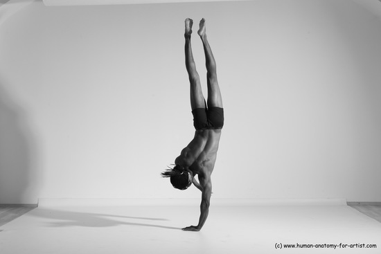 Underwear Gymnastic poses Man Black Athletic Black Dancing Dreadlocks Dynamic poses Academic