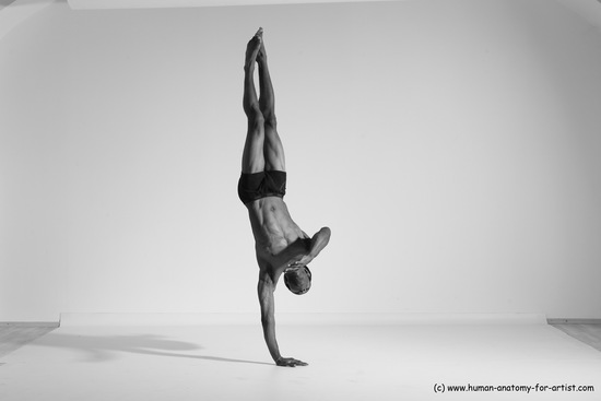 Underwear Gymnastic poses Man Black Athletic Black Dancing Dreadlocks Dynamic poses Academic