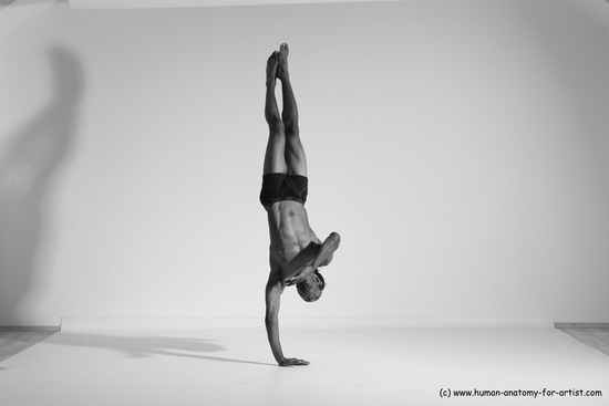 Underwear Gymnastic poses Man Black Athletic Black Dancing Dreadlocks Dynamic poses Academic