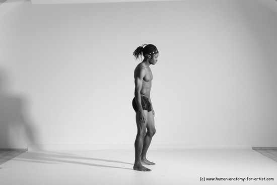 Underwear Gymnastic poses Man Black Athletic Black Dancing Dreadlocks Dynamic poses Academic