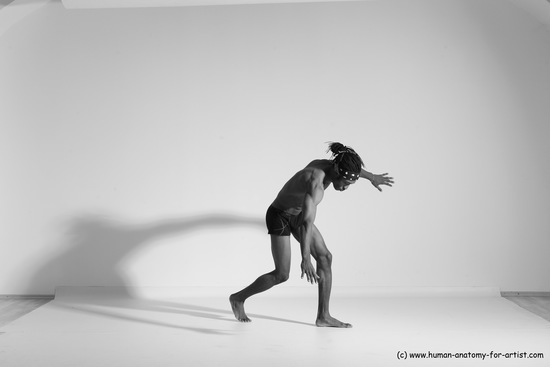 Underwear Gymnastic poses Man Black Athletic Black Dancing Dreadlocks Dynamic poses Academic