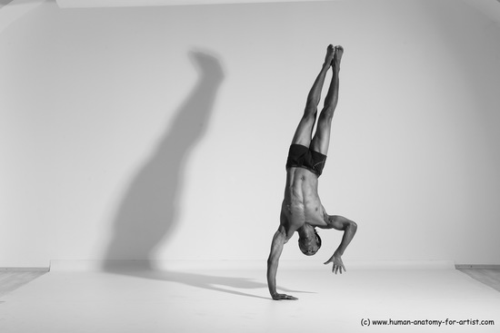 Underwear Gymnastic poses Man Black Athletic Black Dancing Dreadlocks Dynamic poses Academic