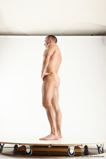 Nude Man White Standing poses - ALL Muscular Short Brown Standing poses - simple Multi angles poses Realistic