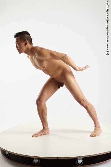 Nude Man Asian Standing poses - ALL Slim Short Black Standing poses - simple Realistic