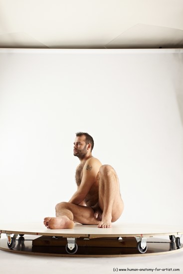 Nude Man White Sitting poses - simple Average Short Brown Sitting poses - ALL Multi angles poses Realistic