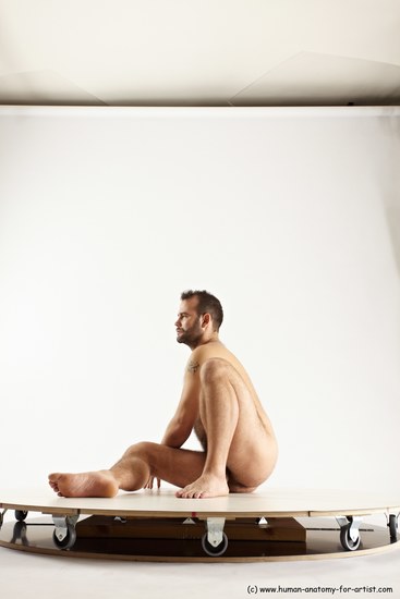 Nude Man White Sitting poses - simple Average Short Brown Sitting poses - ALL Multi angles poses Realistic