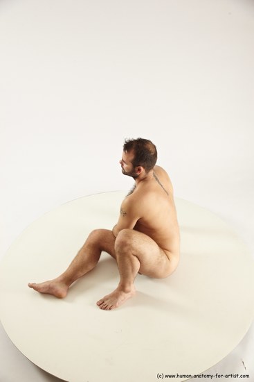 Nude Man White Sitting poses - simple Average Short Brown Sitting poses - ALL Multi angles poses Realistic