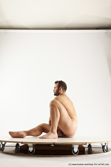 Nude Man White Sitting poses - simple Average Short Brown Sitting poses - ALL Multi angles poses Realistic