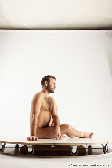 Nude Man White Sitting poses - simple Average Short Brown Sitting poses - ALL Multi angles poses Realistic