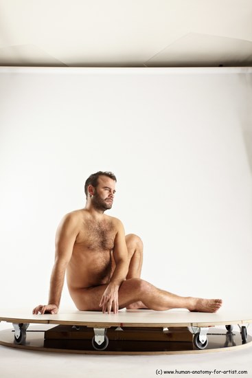 Nude Man White Sitting poses - simple Average Short Brown Sitting poses - ALL Multi angles poses Realistic