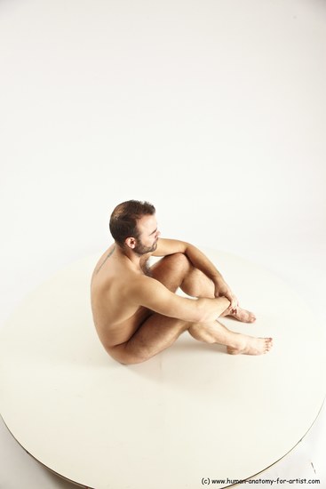 Nude Man White Sitting poses - simple Average Short Brown Sitting poses - ALL Multi angles poses Realistic