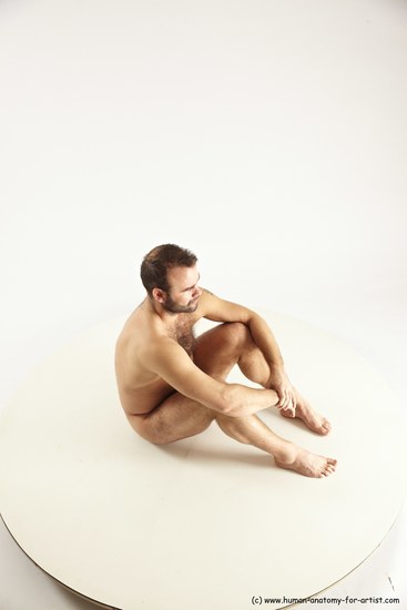 Nude Man White Sitting poses - simple Average Short Brown Sitting poses - ALL Multi angles poses Realistic