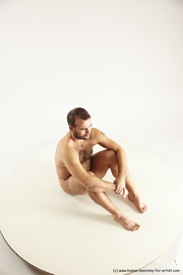 Nude Man White Sitting poses - simple Average Short Brown Sitting poses - ALL Multi angles poses Realistic