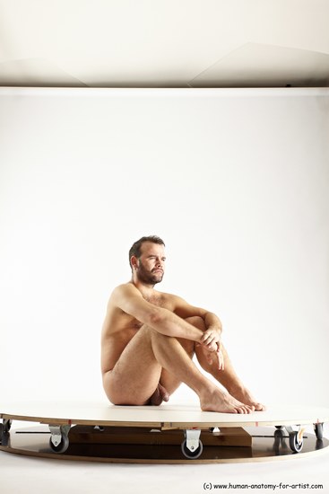 Nude Man White Sitting poses - simple Average Short Brown Sitting poses - ALL Multi angles poses Realistic