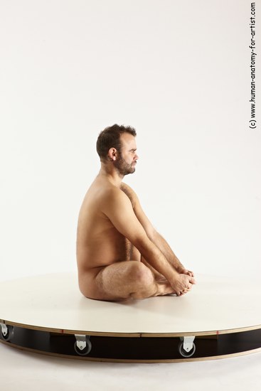 Nude Man White Sitting poses - simple Average Short Brown Sitting poses - ALL Multi angles poses Realistic