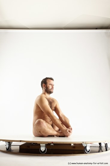 Nude Man White Sitting poses - simple Average Short Brown Sitting poses - ALL Multi angles poses Realistic