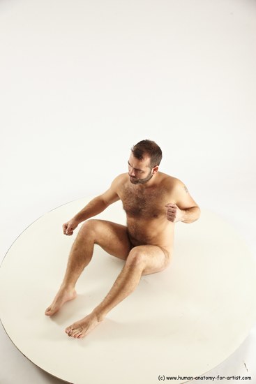 Nude Man White Sitting poses - simple Average Short Brown Sitting poses - ALL Multi angles poses Realistic