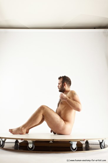 Nude Man White Sitting poses - simple Average Short Brown Sitting poses - ALL Multi angles poses Realistic