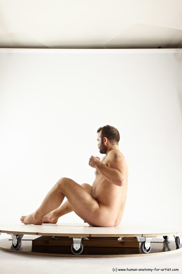 Nude Man White Sitting poses - simple Average Short Brown Sitting poses - ALL Multi angles poses Realistic