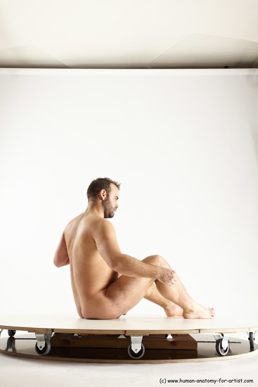 Nude Man White Sitting poses - simple Average Short Brown Sitting poses - ALL Multi angles poses Realistic