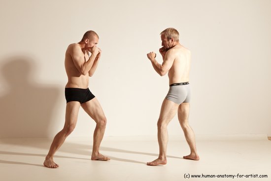 Underwear Martial art Man - Man White Moving poses Slim Short Blond Dynamic poses Academic