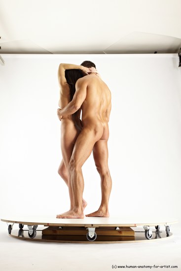 Nude Woman - Man White Standing poses - ALL Muscular Short Brown Standing poses - simple Multi angles poses Realistic