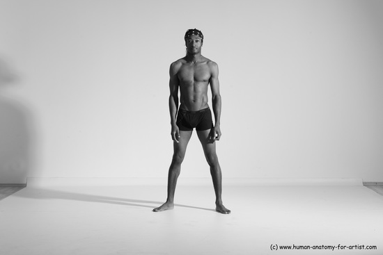 Underwear Gymnastic poses Man Black Athletic Black Dancing Dreadlocks Dynamic poses Academic