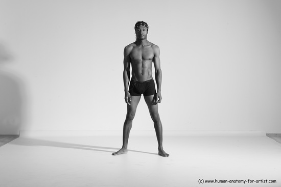 Underwear Gymnastic poses Man Black Athletic Black Dancing Dreadlocks Dynamic poses Academic