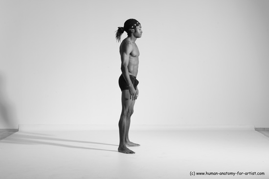 Underwear Gymnastic poses Man Black Athletic Black Dancing Dreadlocks Dynamic poses Academic