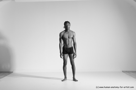 Underwear Gymnastic poses Man Black Athletic Black Dancing Dreadlocks Dynamic poses Academic