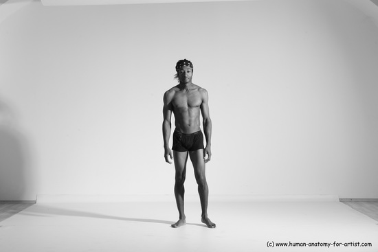 Underwear Gymnastic poses Man Black Athletic Black Dancing Dreadlocks Dynamic poses Academic