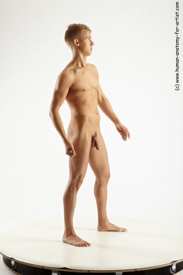 Nude Man White Standing poses - ALL Slim Short Blond Standing poses - simple Realistic